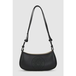 Geanta crossbody de piele cu logo perforat - Negru imagine