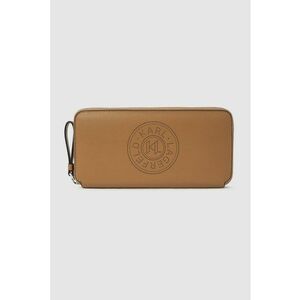 Portofel dreptunghiular cu logo perforat - Caramel imagine