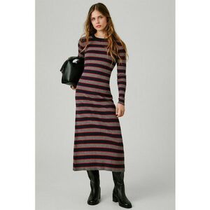 Rochie maxi cu model in dungi - Rosu/Gri melange/Bleumarin imagine