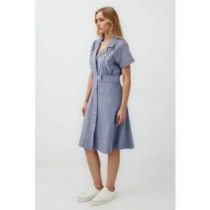 Rochie cu aplicatii din margele cu maneci scurte - Bleumarin imagine
