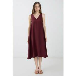 Rochie din amestec de modal cu decolteu in V - Visiniu imagine