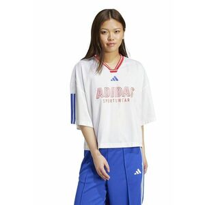 Tricou supradimensionat cu decolteu in V - Rosu/Alb/Albastru imagine