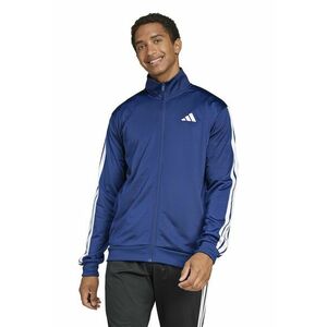 Bluza de trening cu fermoar si benzi logo contrastante - Albastru inchis/Alb optic imagine