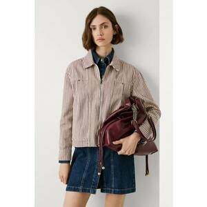 Jacheta-camasa cu model in dungi si fermoar - Rosu/Alb fildes/Negru imagine
