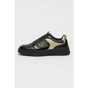 Pantofi sport de piele si piele ecologica cu model monograma - Auriu/Negru imagine