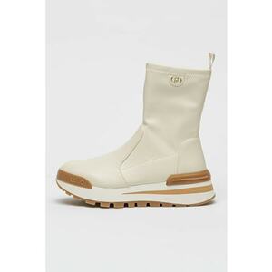 Ghete wedge de piele ecologica - Alb murdar imagine