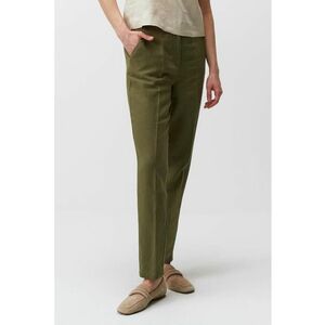 Pantaloni din in cu talie ajustabila - Kaki imagine
