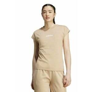 Tricou de bumbac cu decolteu rotund Essentials - Alb/Maro nisip imagine
