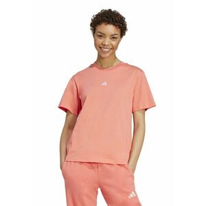 Tricou cu decolteu lrotund si logo discret - Roz somon imagine