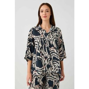 Camasa supradimensionata cu model - Albastru ultramarin/Crem imagine