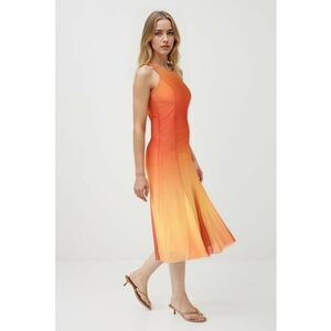 Rochie cu croiala pe bie si aspect in degrade - Galben pal/Portocaliu mandarina imagine