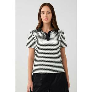 Tricou polo cu dungi - Negru/Alb murdar imagine