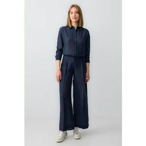 Pantaloni evazati cu talie inalta - Bleumarin imagine