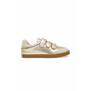 Pantofi sport de piele intoarsa si piele cu velcro Daybreak - Auriu/Alb fildes imagine