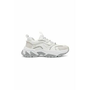 Pantofi sport demi-wedge cu garnituri de piele intoarsa - Gri deschis/Alb murdar imagine