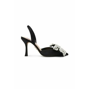 Pantofi din satin cu aplicatii din strasuri Lovie - Negru/Transparent imagine