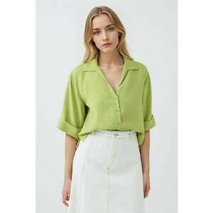 Camasa din amestec de modal cu maneci cazute - Verde lime imagine