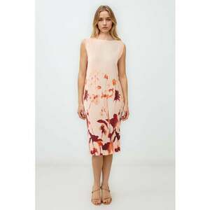 Rochie midi cu model floral - Portocaliu/Roz somon imagine