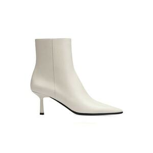 Botine de piele cu varf ascutit - Alb murdar imagine