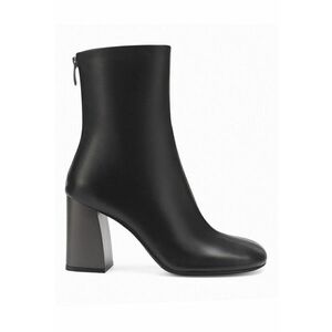 Botine de piele cu toc masiv - Negru imagine
