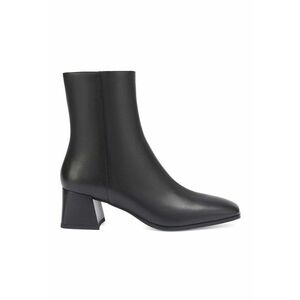 Botine de piele cu varf patrat - Negru imagine