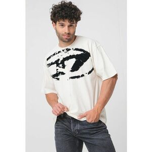 Tricou relaxed-fit din bumbac cu imprimeu Boxt - Alb fildes/Negru stins imagine