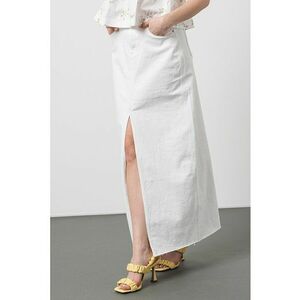 Fusta midi cu slit frontal Claire - Alb imagine