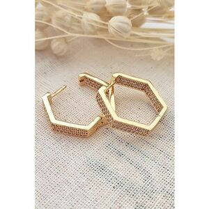 Cercei hexagonali - Auriu imagine