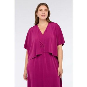 Bluza uni cu decolteu in V - Fucsia imagine