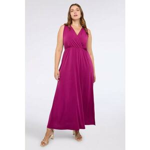 Rochie uni cu decolteu in V - Fucsia imagine