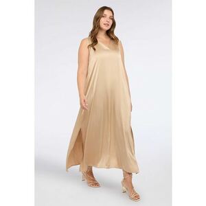 Rochie lejer de satin - Bej imagine