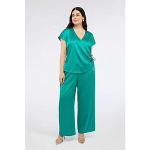 Pantaloni cu croiala ampla si talie ajustabila - Verde persan imagine