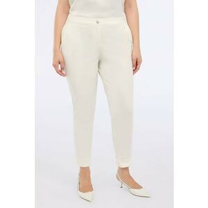 Pantaloni crop cu buzunare laterale - Crem imagine