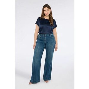 Tricou cu partea frontala din satin - Bleumarin imagine