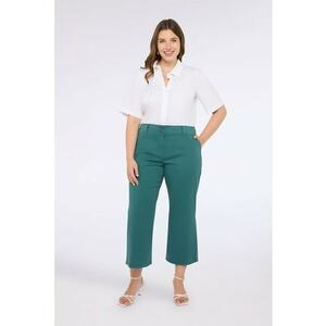 Oltre - Pantaloni crop din amestec de lyocell cu buzunare - Verde persan imagine
