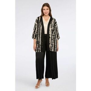 Pantaloni crop evazati cu snur - Negru imagine
