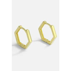 Cercei rotunzi hexagonali din argint - Auriu imagine