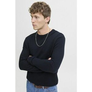 Pulover regular fit cu decolteu la baza gatului - Bleumarin imagine