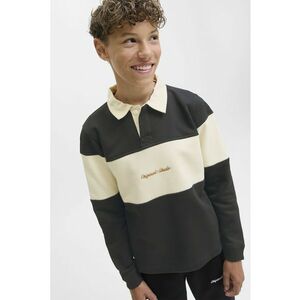Bluza de trening cu guler polo - Negru stins/Crem imagine