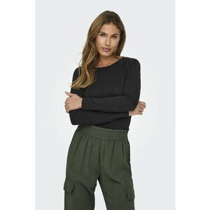 Bluza cu model uni si maneci raglan - Negru imagine