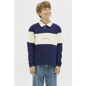 Bluza de trening cu guler polo - Crem/Bleumarin imagine