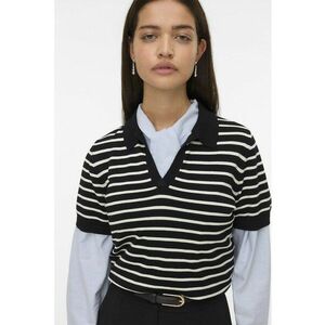 Tricou polo cu model in dungi - Negru/Bej imagine