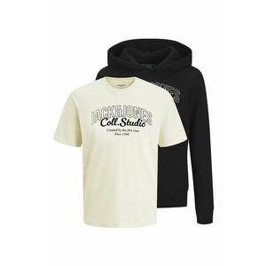 Set de hanorac si tricou cu logo - 2 perechi - Alb fildes/Negru imagine