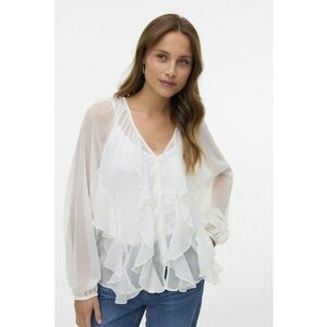 Bluza semitransparenta cu volane - Alb imagine