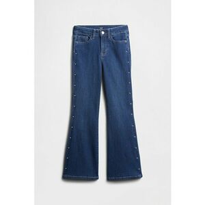 Blugi cu croiala bootcut si tinte - Albastru indigo imagine