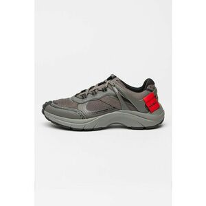 Pantofi sport cu garnituri din material textil cu sireturi - Gri inchis imagine