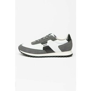 Pantofi sport din material textil cu garnituri din piele intoarsa Parkour - Alb/Negru/Gri antracit imagine