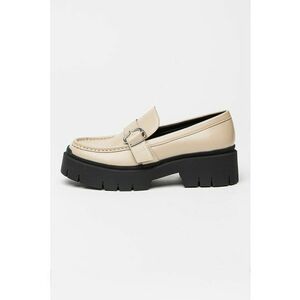 Pantofi loafer din piele ecologica cu talpa demi-wedge - Maro taupe deschis imagine