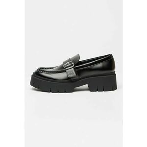 Pantofi loafer din piele ecologica cu talpa demi-wedge - Negru imagine