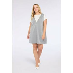 Rochie mini cu model si decolteu in V - Gri deschis imagine